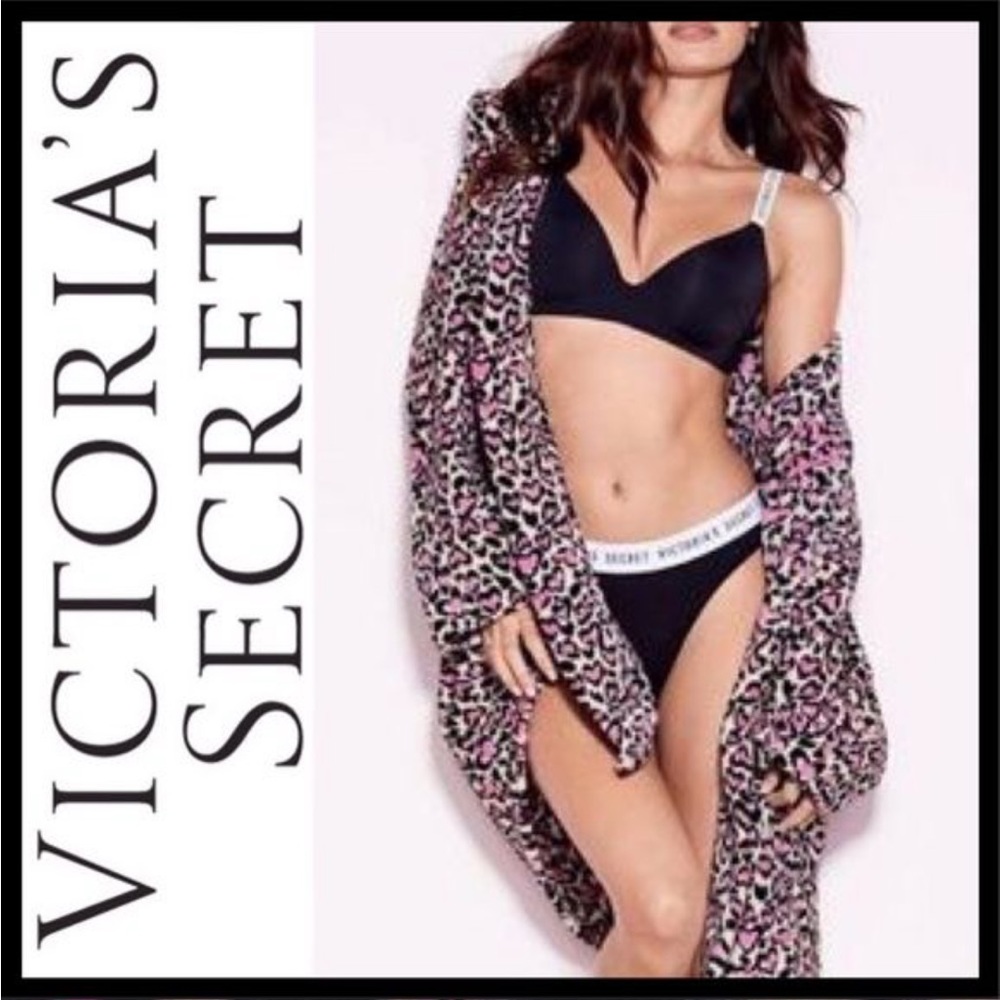 NWT Victoria’s Secret Leopard Hearts Short Robe soft M/L
